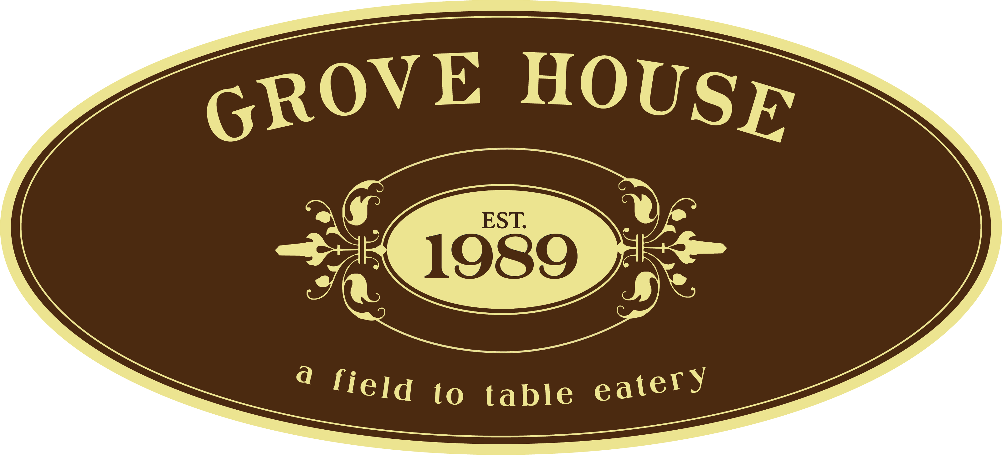 The logo for The Grove House Restaurant at The Rainforest Lodge at Sleeping Giant