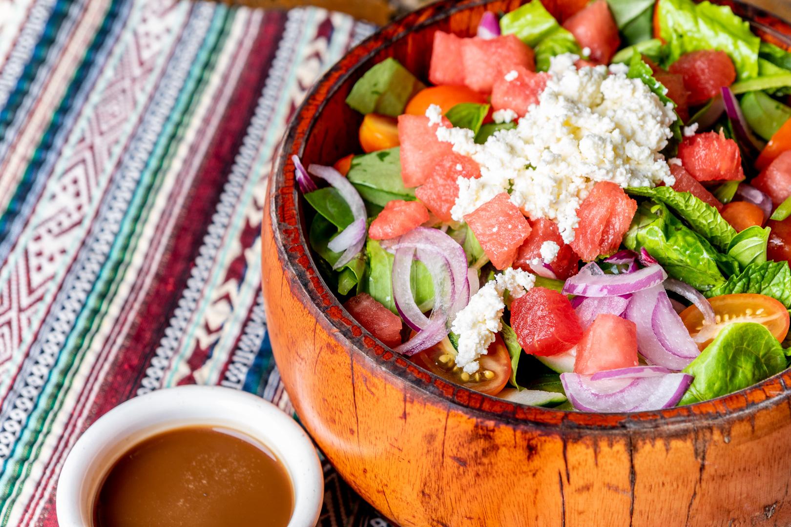 A fresh garden salad with ricotta cheese and a homemade vinaigrette from Grove House Restaurant