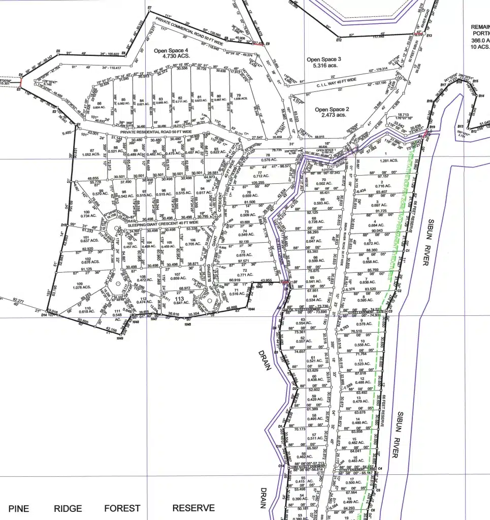 Sleeping Giant Rainforest Estates Site Map