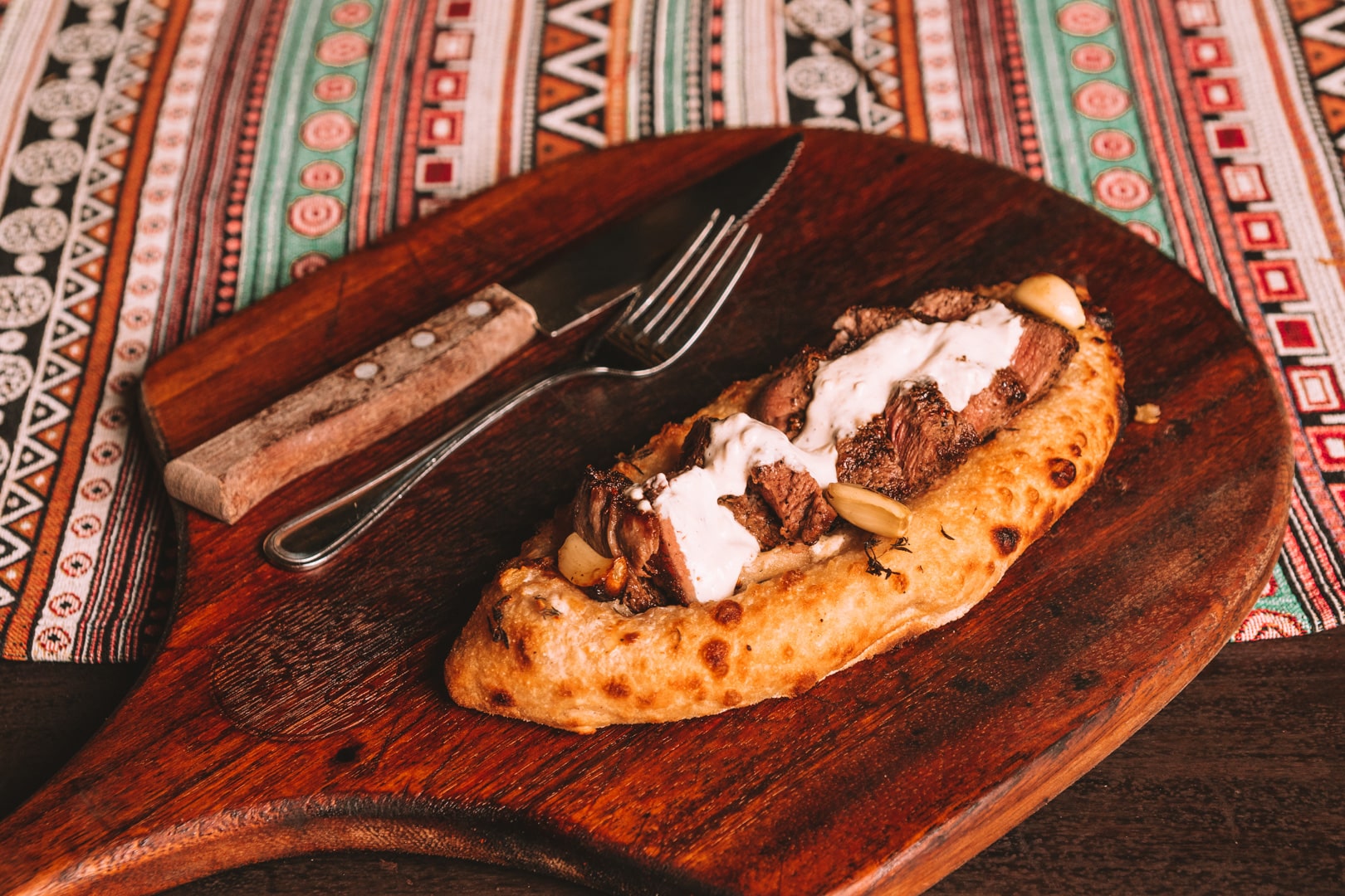 A calzone stuffed with pulled pork and garlic at Don Tonito's Pizzeria